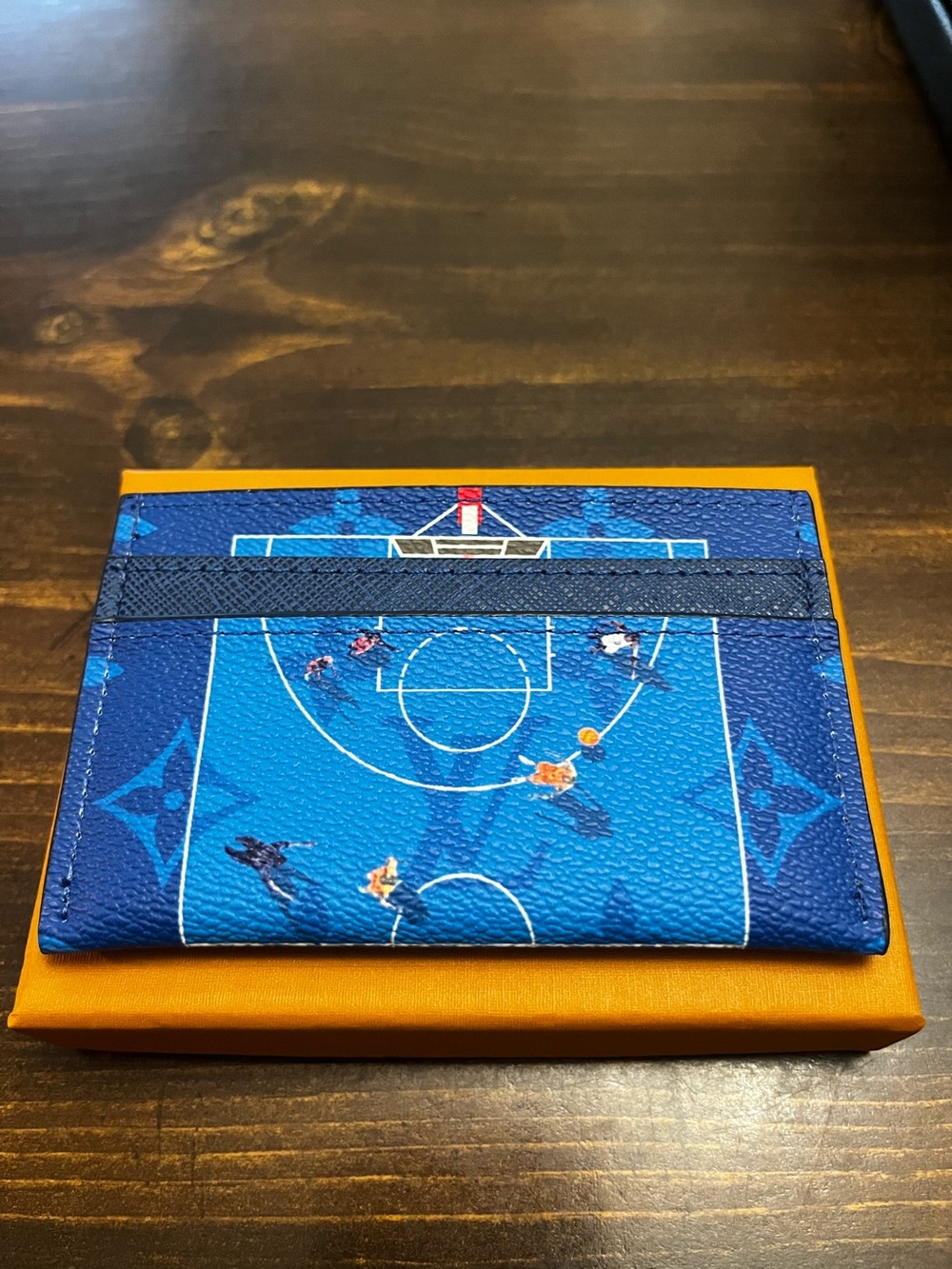 🏀 Louis. Vuitton. Blue Basketball Monogram Logo Card Wallet